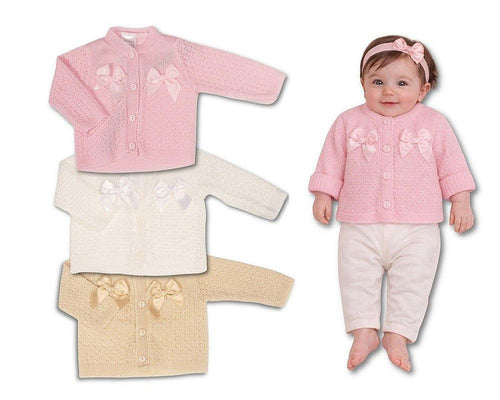 Knitted Baby Girls Cardigan with Bows - (PK6) (9-24m) BW-10-1010_24