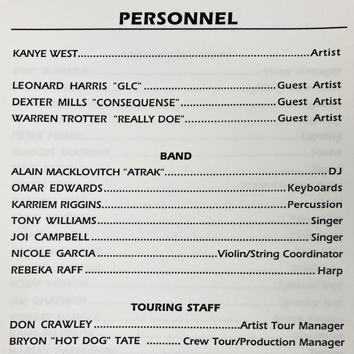 Late Registration 2005 Touch The Sky Tour Itinerary Booklet