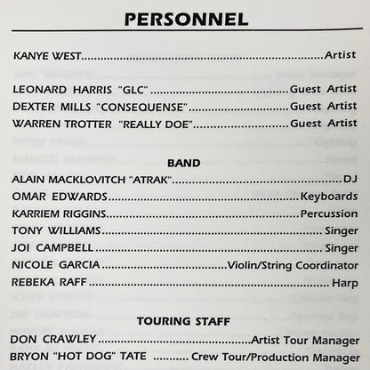 Late Registration 2005 Touch The Sky Tour Itinerary Booklet