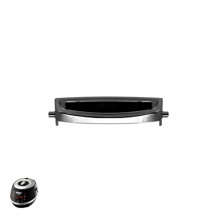 Replacement black lid clamp for Cuckoo rice cookers, shown with a compatible model. (00161-0135B0)