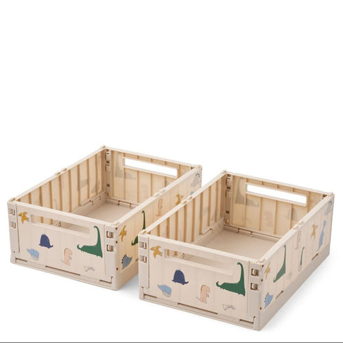Liewood - Weston Printed Storage Box M 2-Pack - Dino Roar / Sandy