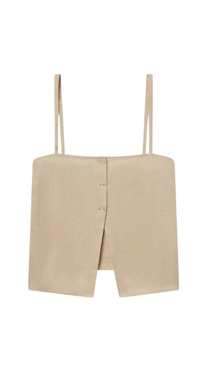 Linen Button Cami-Tops/Blouses-Uniquities