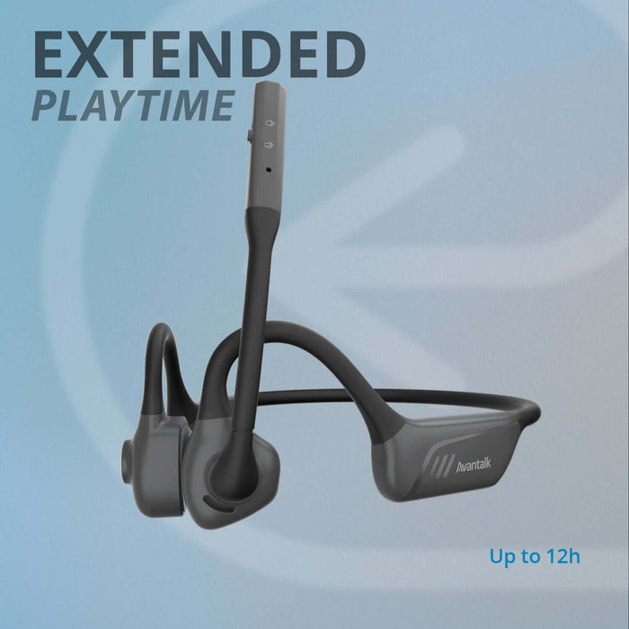 Lingo Open-Ear Bluetooth Headphones with Boom Mic, with up 12h of extended playtime