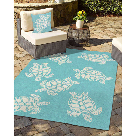 Liora Manne Capri Turtle Indoor Outdoor Area Rug Aqua