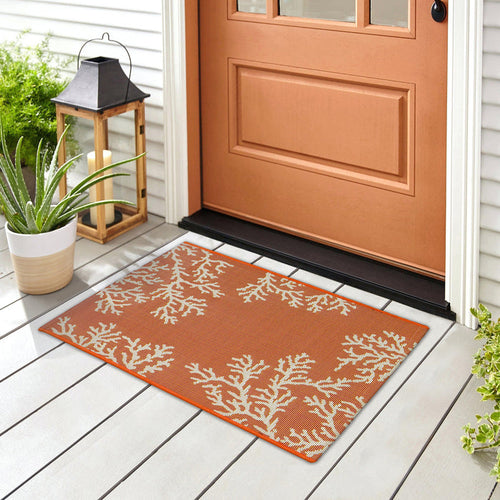 Liora Manne Esencia Coral Edge Indoor Outdoor Mat Sunset