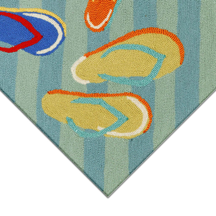 Liora Manne Frontporch Flip Flops Indoor Outdoor Area Rug Blue