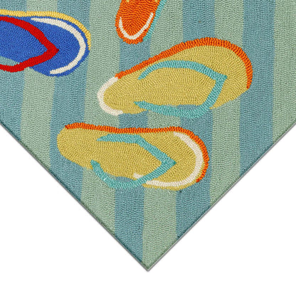 Liora Manne Frontporch Flip Flops Indoor Outdoor Area Rug Blue