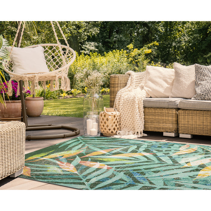 Liora Manne Marina Leaves Indoor Outdoor Area Rug Blue