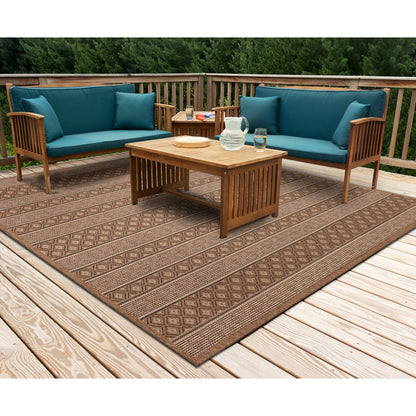Liora Manne Monterey Tribal Stripe Indoor/Outdoor Rug Black
