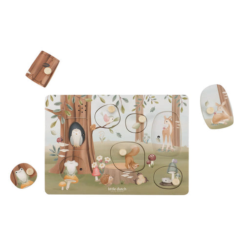 Little Dutch - Wooden Sound Puzzle - Forest Friends - Mabel & Fox