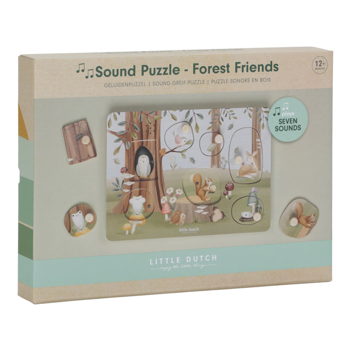 Little Dutch - Wooden Sound Puzzle - Forest Friends - Mabel & Fox