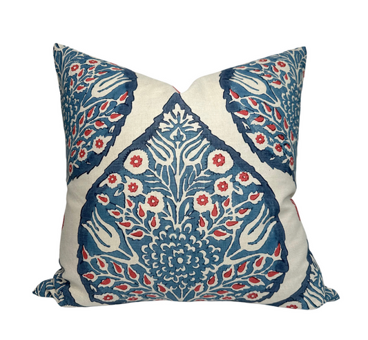 Lotus Pillow Cover in Lapis on Logan Natural
