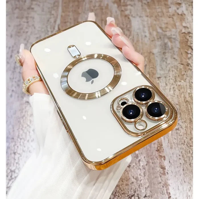 a woman holding a phone case with a camera