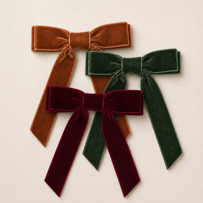 Mabel & Fox - Hair Bow Clips - Cosy Velvet (3pcs)