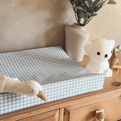 Mabel & Fox - Wedge Baby Changing Mat - Blue Gingham - Mabel & Fox