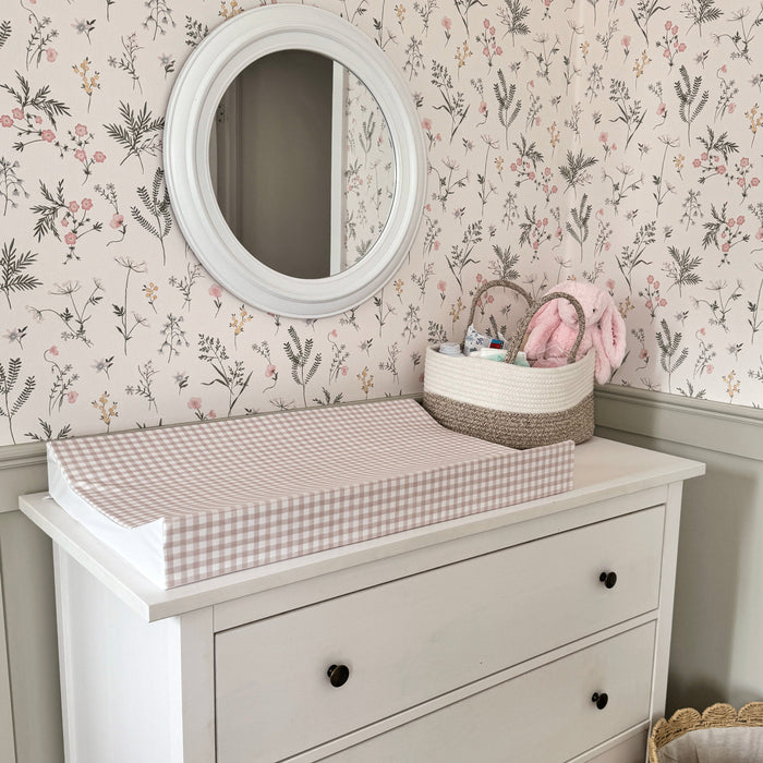 Mabel & Fox - Wedge Baby Changing Mat - Blush Gingham - Mabel & Fox
