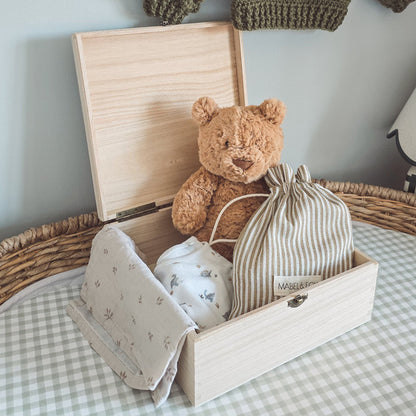Mabel & Fox - Personalised Wooden Memory Box - Timeless Serif - Mabel & Fox
