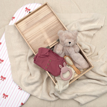 Mabel & Fox - Personalised Wooden Memory Box - Bow Cute - Mabel & Fox