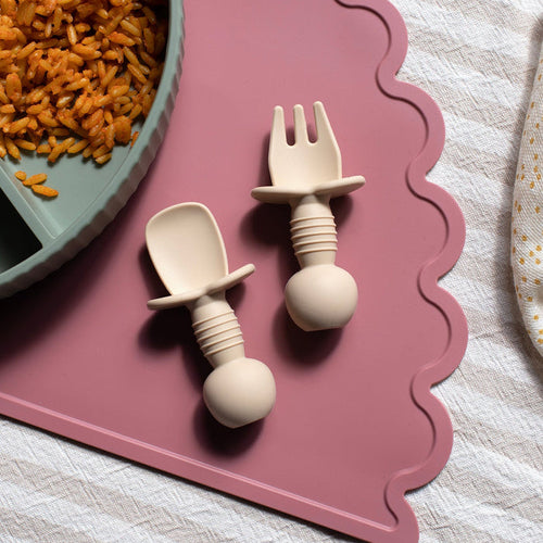 Mabel & Fox - Silicone Baby Cutlery - Beige - Mabel & Fox