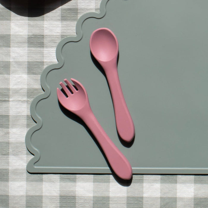 Mabel & Fox - Silicone Spoon & Fork Set - Pink - Mabel & Fox