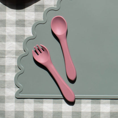 Mabel & Fox - Silicone Spoon & Fork Set - Pink - Mabel & Fox