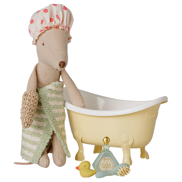 Maileg - Bathtub Set, Mouse - Yellow