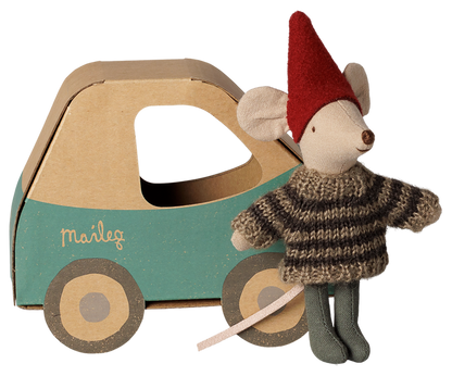 Maileg - Christmas Mouse, Little Brother - Car Box