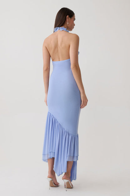 Maisey Mesh Midi Dress - Cornflower Blue