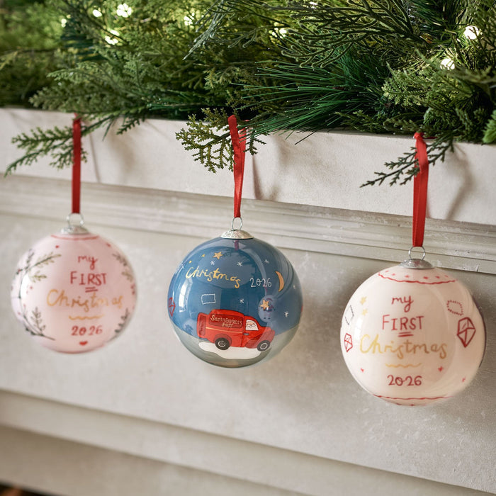 Mamas & Papas – Glass Christmas Bauble – My First Christmas 2026 Blue