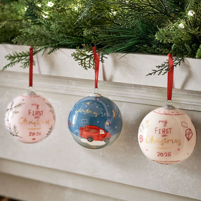 Mamas & Papas – Glass Christmas Bauble – My First Christmas 2026 Blue