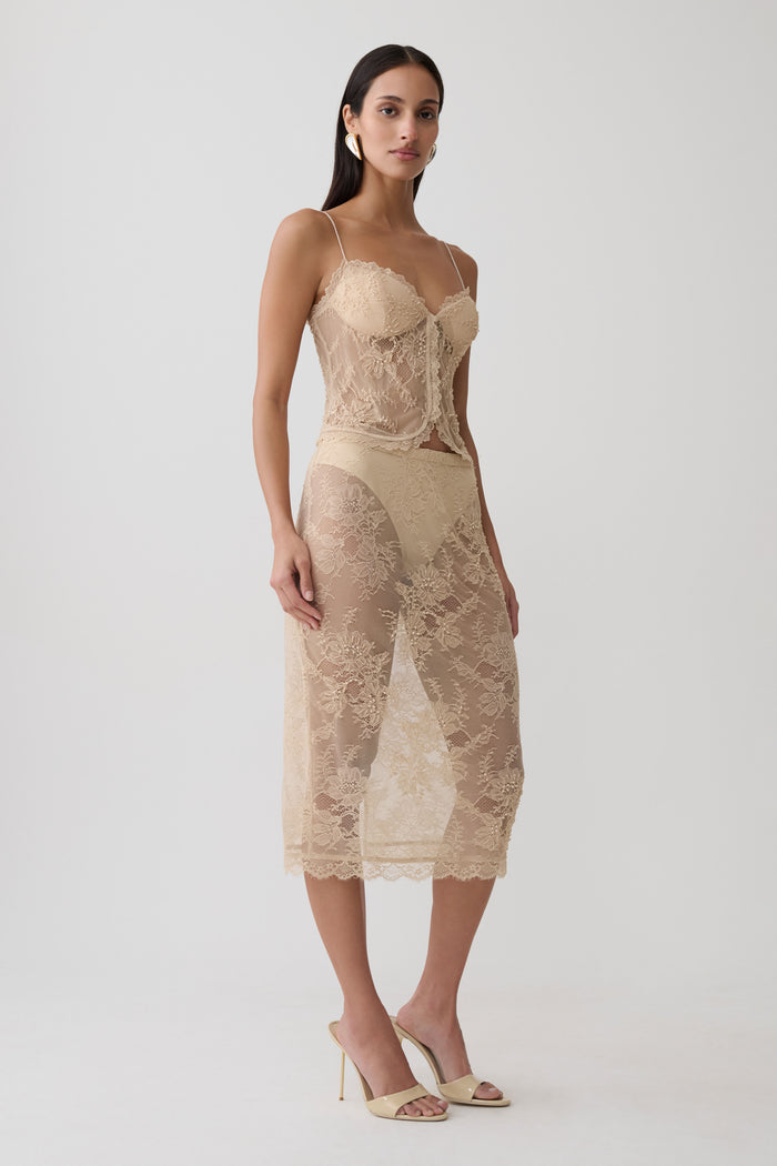Marcelle Sweetheart Lace Top - Blush Rose Gold