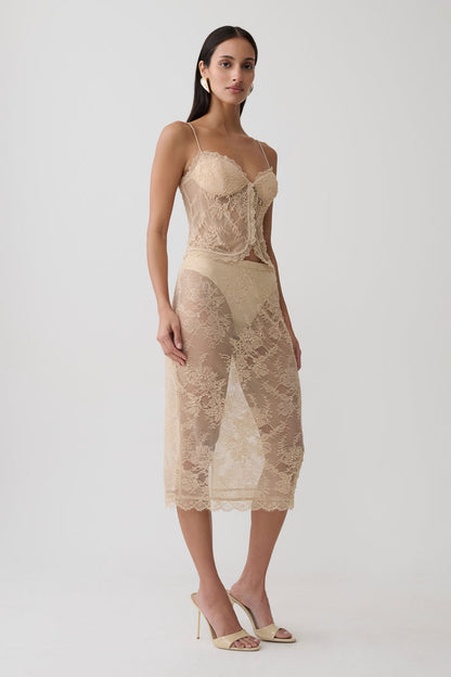 Marcelle Sweetheart Lace Top - Blush Rose Gold