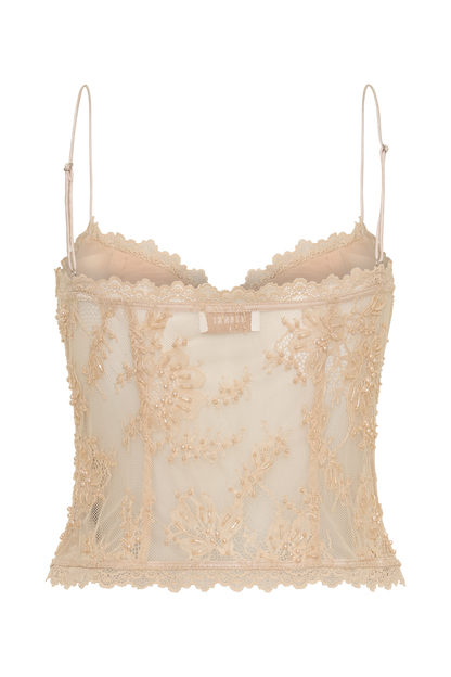 Marcelle Sweetheart Lace Top - Blush Rose Gold
