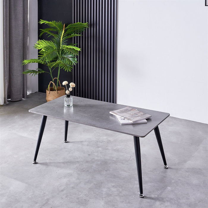 Mendy Grey Sintered Stone Coffee Table with Metal Legs by Criterion™ -Home Living Store - -