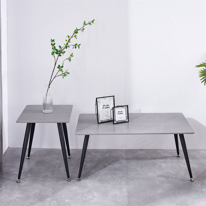 Mendy Grey Sintered Stone Coffee Table with Metal Legs by Criterion™ -Home Living Store - -