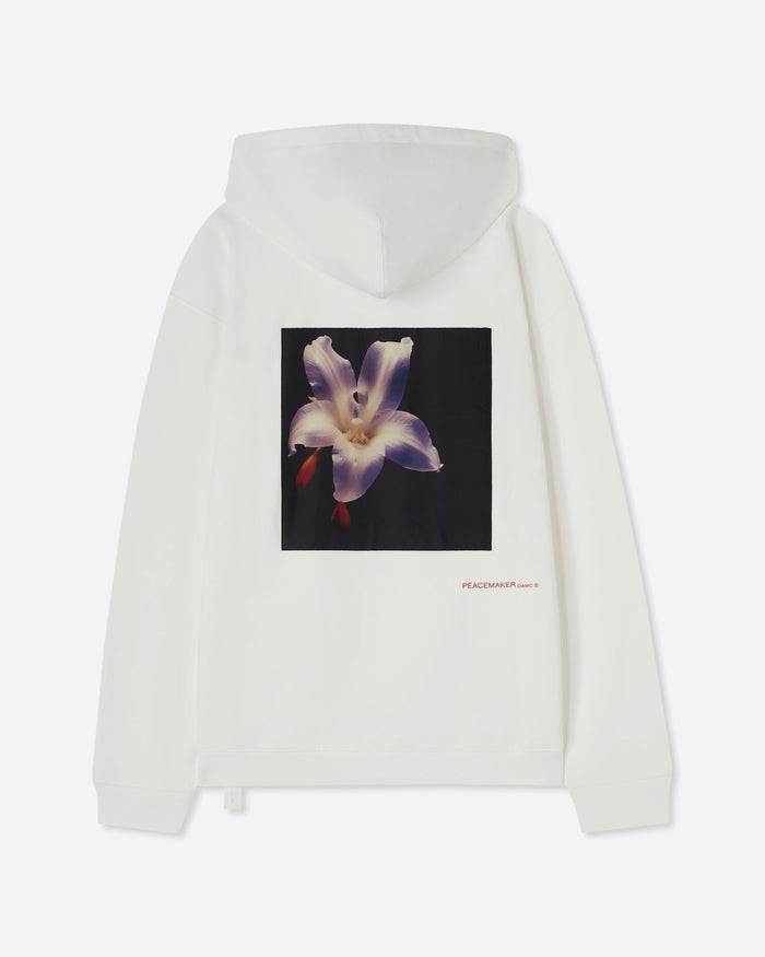 OAMC Peacemaker Peacemaker Flower Loose Fit Hoodie Snow White Sweatshirts Hoodies PCM1OH01GFT001002 WHT