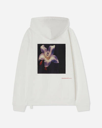 OAMC Peacemaker Peacemaker Flower Loose Fit Hoodie Snow White Sweatshirts Hoodies PCM1OH01GFT001002 WHT