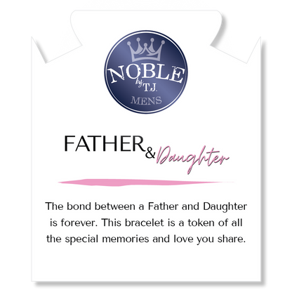 Men's Noble Father Daughter Bracelet Collection - Gunmetal Onyx with Rose Quartz Beaded Bracelet