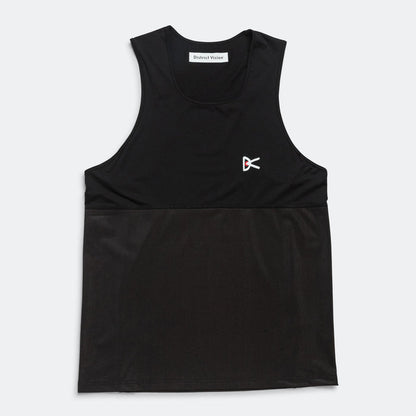 Mens Panelled Mesh Singlet - Black