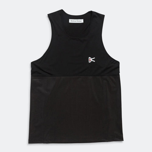 Mens Panelled Mesh Singlet - Black
