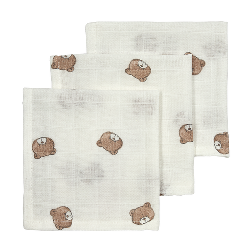Meyco – Muslin Cloths 30x30cm (3 Pack) – Bear Multicolor