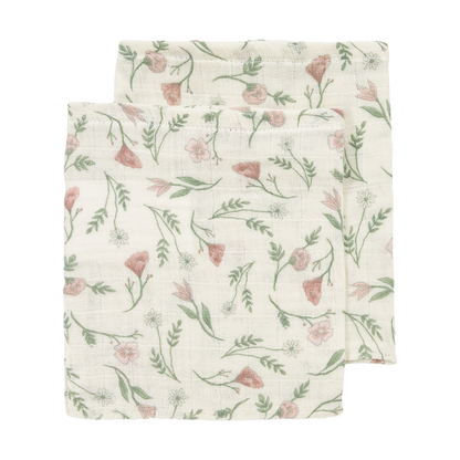 Meyco – Muslin Cloths Pre-Washed 20x17cm (2 Pack) – Flower Multicolour