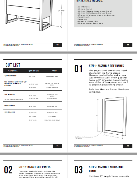 Modern Nightstand PDF Plans