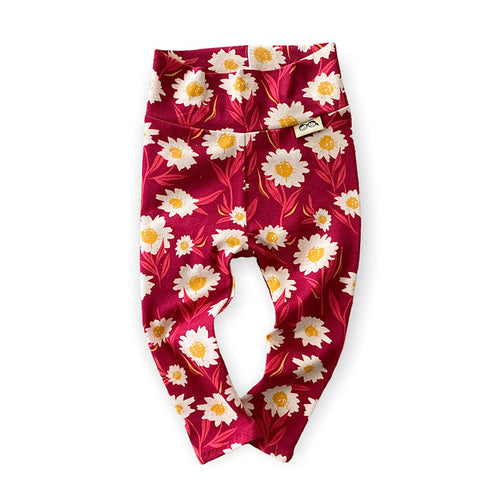 Mums Flowers on Burgundy Leggings