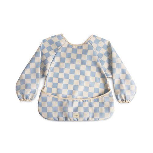 Mushie - Long Sleeve Bib - Blue Check