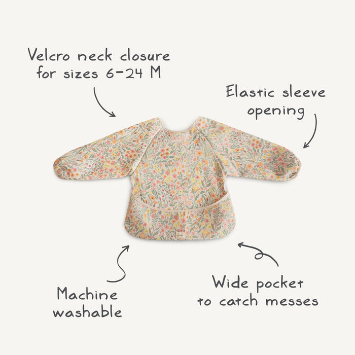 Mushie - Long Sleeve Bib - Blue Check