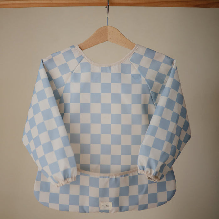 Mushie - Long Sleeve Bib - Blue Check