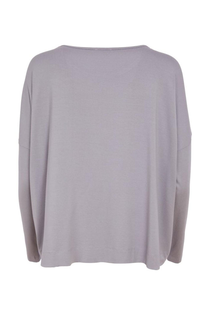 Naya NAS26143 Dove Grey White Print Top by Naya displayed from back shop Naya at Dotique for stylish wardrobe essentials