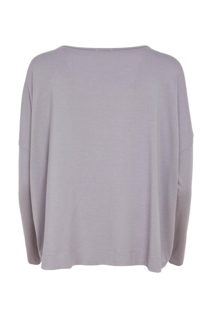 Naya NAS26143 Dove Grey White Print Top by Naya displayed from back shop Naya at Dotique for stylish wardrobe essentials