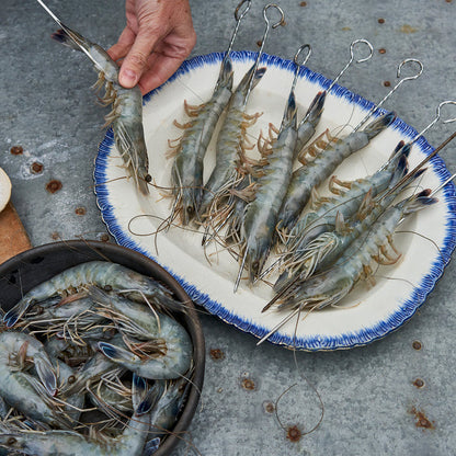 Caledonia blue prawns on skewers